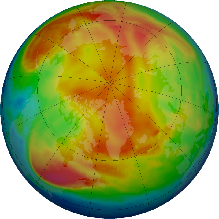 Arctic ozone map for 20 January 1985